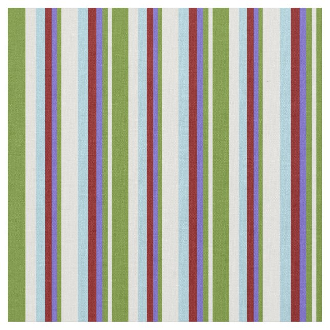 Light Cyan, Green, Slate Blue, Maroon & Light Blue Fabric (Close Up)