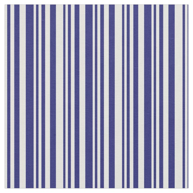 Light Cyan & Midnight Blue Lines Pattern Fabric (Close Up)