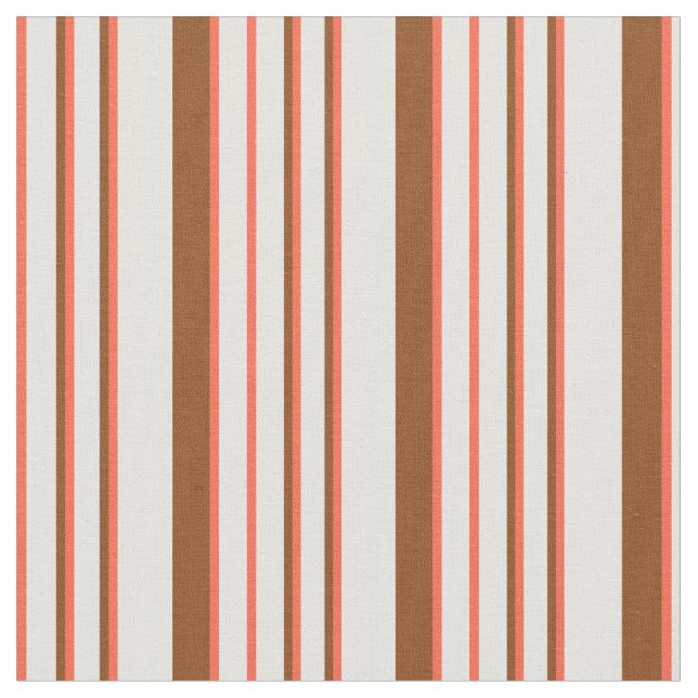 Light Cyan, Red, and Brown Lines Fabric (Close Up)