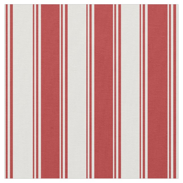 Light Cyan & Red Stripes Fabric (Close Up)