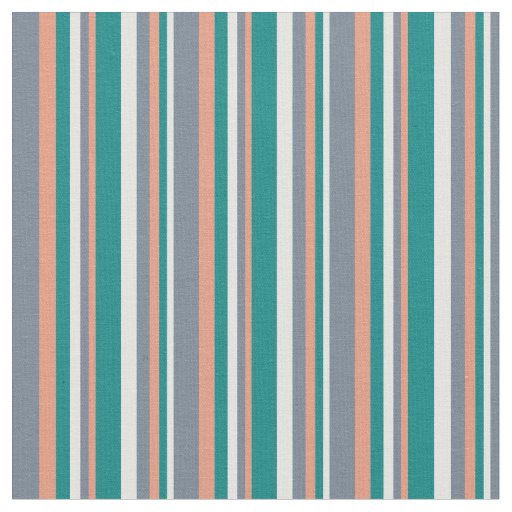 Light Cyan, Teal, Dark Salmon, and Slate Gray Fabric