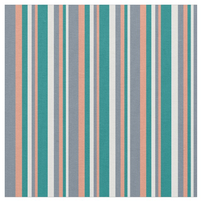Light Cyan, Teal, Dark Salmon, and Slate Gray Fabric (Close Up)