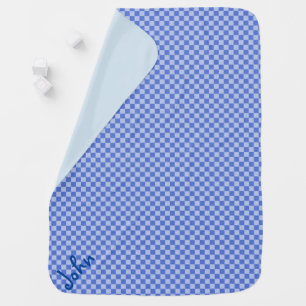 Light & Dark Blue Square Tiles Baby Blanket