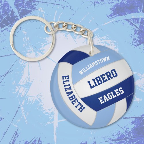 Light dark blue team colors volleyball gifts  keychain