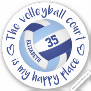 light dark blue volleyball court happy place sticker