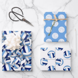 light dark blue volleyball patterns any occasion wrapping paper sheets