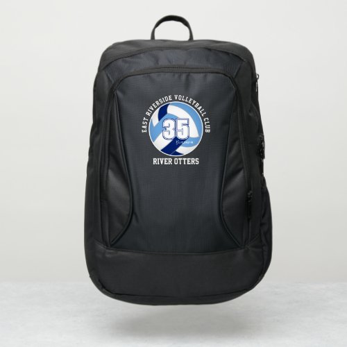 Light dark blue white volleyball team colors port authority backpack
