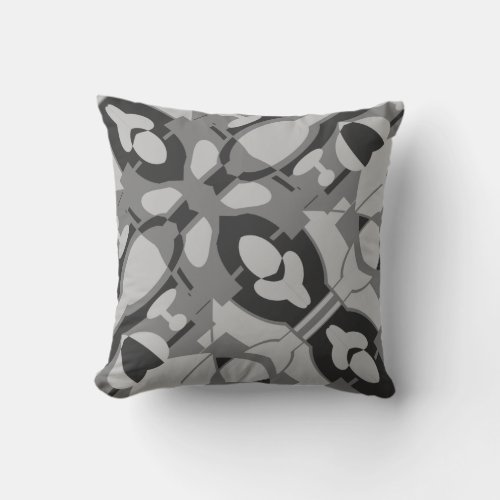 Light  Dark Gray Black Print Diagonal Design Throw Pillow
