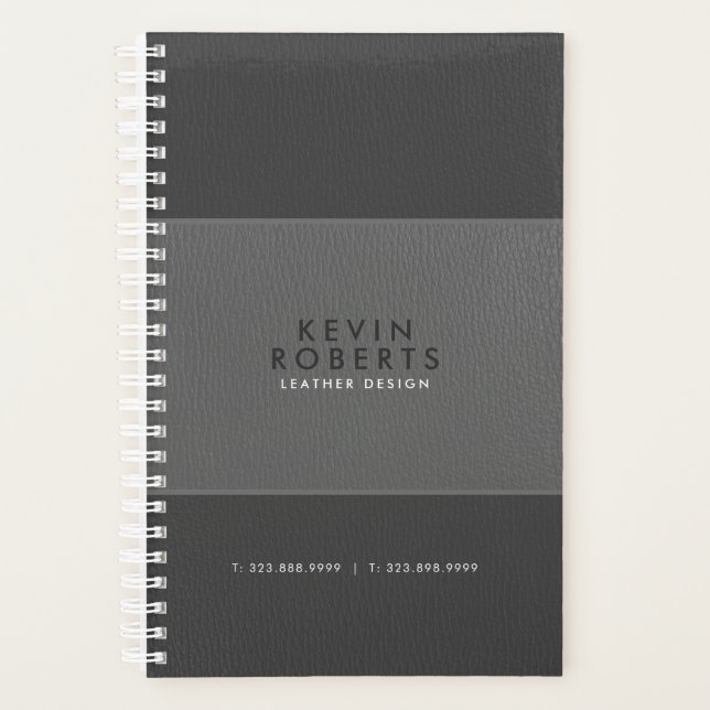 Light & Dark-Gray Vintage Leather Planner (Front)
