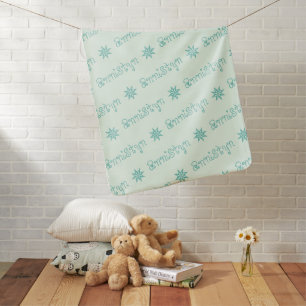 Light & Dark Green Reverse Custom Repeat Names Baby Blanket