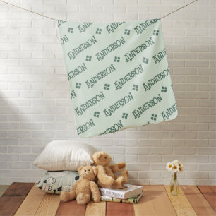 Light & Dark Green Reversed Custom Repeating Names Baby Blanket