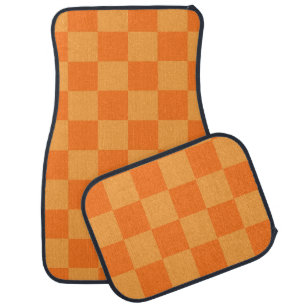 Light Dark Orange Checkered Design Car Floor Mat