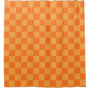 Light Dark Orange Checkered Design  Shower Curtain