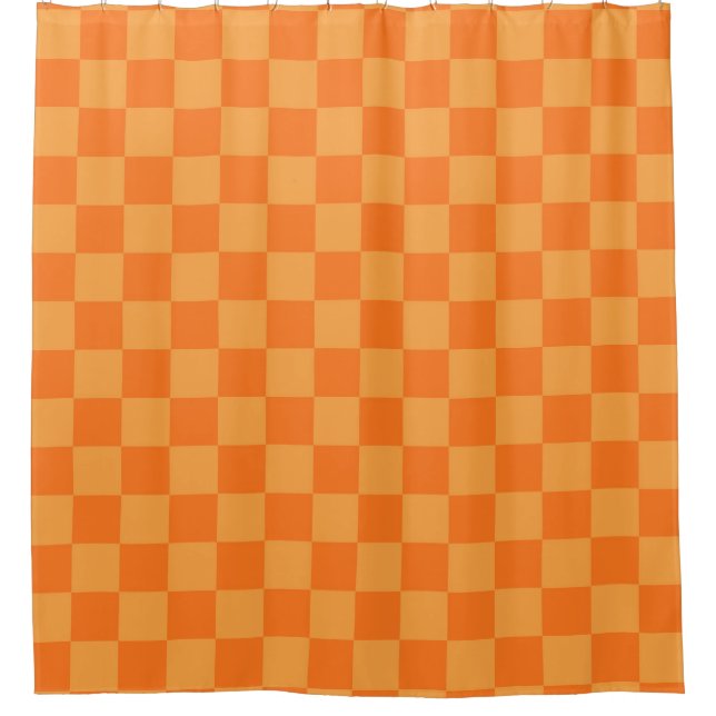 Light Dark Orange Checkered Design  Shower Curtain (Front)