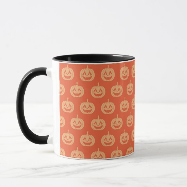 Light & Dark Orange Pumpkin Pattern Halloween Mug (Left)