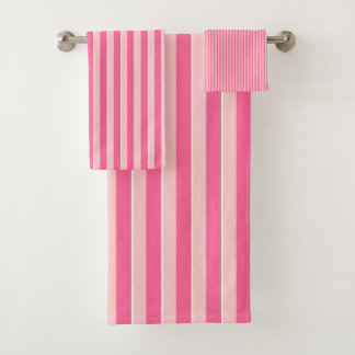 Light & Dark Pink Striped Bath Towel Set