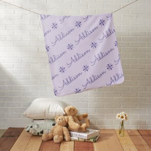 Light & Dark Purple Reverse Feminine Custom Name Baby Blanket