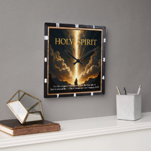 Light Descends Cross Mountain Golden Life Square Wall Clock