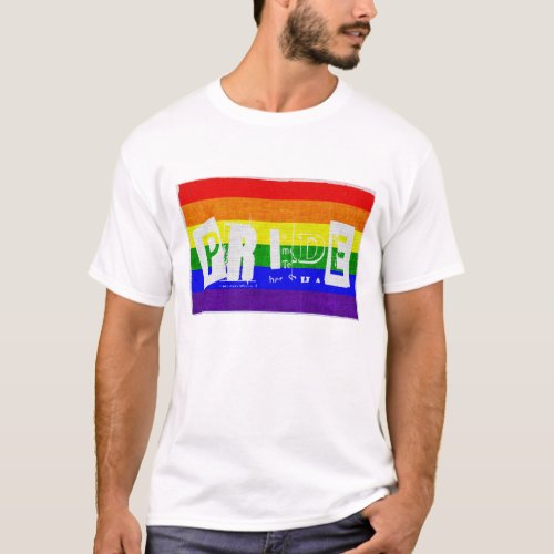 Light Distressed Patch Gay Pride Flag Rainbow Flag T_Shirt