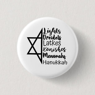 Light Dreidel Latke Kanish Menorah Hanukkah  Button