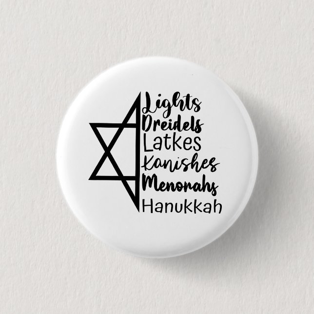 Light Dreidel Latke Kanish Menorah Hanukkah  Button (Front)