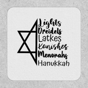 Light Dreidel Latke Kanish Menorah Hanukkah Patch