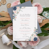 Light Dusty Blue Blush Pink Floral Silver Wedding