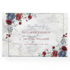 Light Dusty Blue Burgundy Floral Postcard Wedding