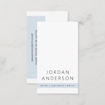 Light dusty blue color block modern minimal business card