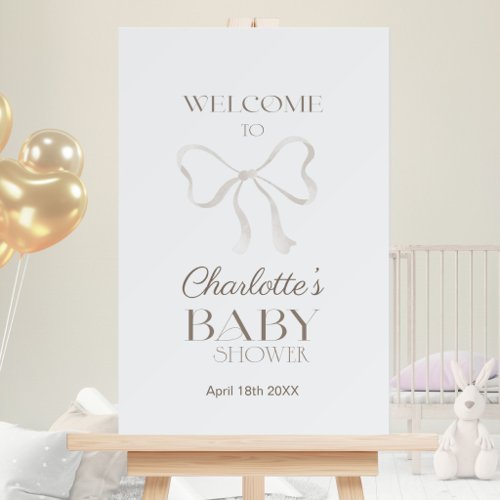 Light Dusty Blue Elegant Bow Baby Shower Welcome Foam Board