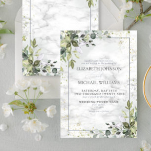 Light Dusty Blue Eucalyptus Greenery Succulent Inv Invitation