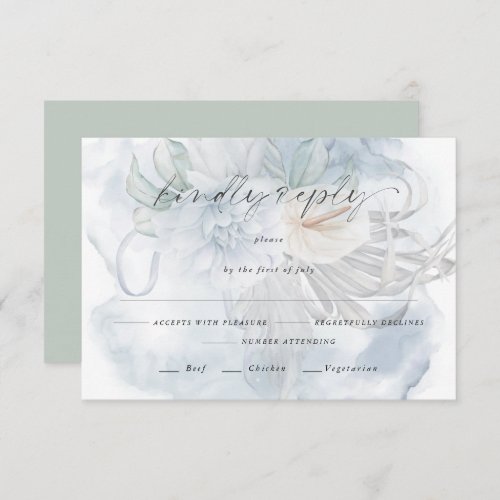 Light Dusty Blue  Floral Meal Choice RSVP