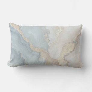 Light Dusty Blue Gray Beige Cream Abstract Lumbar Pillow