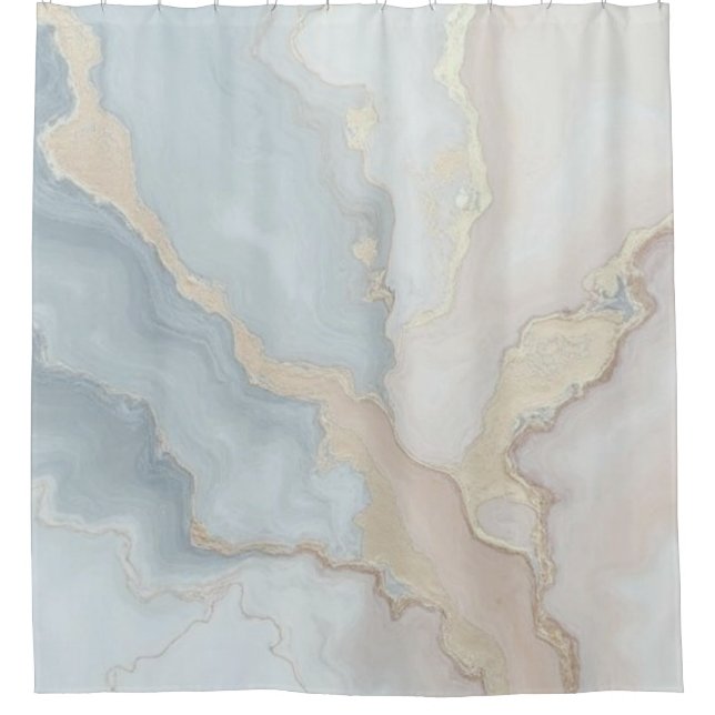 Light Dusty Blue Gray Beige Cream Abstract Shower Curtain (Front)
