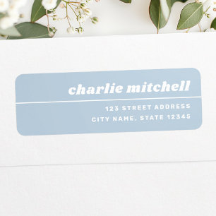 Light dusty blue retro font trendy return label