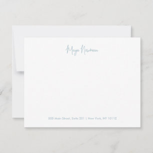 LIGHT DUSTY BLUE SIGNATURE MONOGRAM NAME NOTE CARD