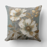 Light Dusty Blue White Gold Contemporary Floral