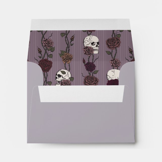 Light Dusty Plum Gothic Floral RSVP Pre-Printed  Envelope (Back (Bottom))