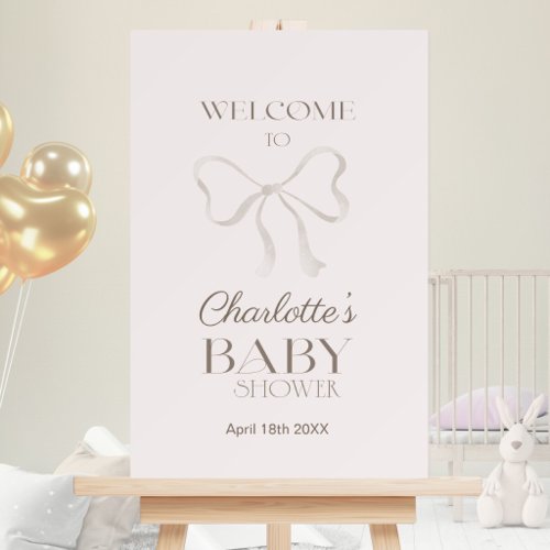 Light Dusty Rose Elegant Bow Baby Shower Welcome Foam Board