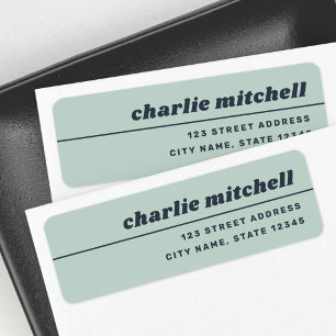 Light dusty sea green retro font return address label