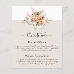 Light Earth Tone Floral Wedding Details Enclosure Flyer
