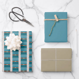 Light Earthy Tones and Blue Wrapping Paper Sheets