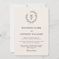 Light Ecru Simple Elegant Monogram Wedding