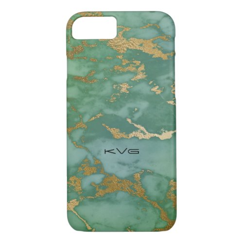 Light Emerald Green  Gold Image Of Marble Texture iPhone 87 Case