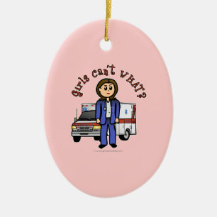 Light EMT Paramedic Girl Ceramic Ornament