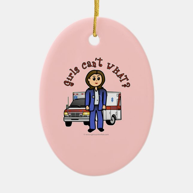 Light EMT Paramedic Girl Ceramic Ornament (Front)