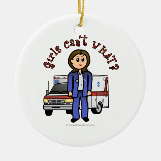 Light EMT Paramedic Girl Ceramic Ornament (Front)