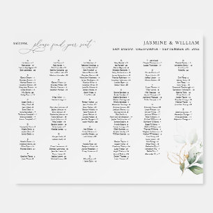 Light Eucalyptus Glow Alphabetical Seating Chart X Foam Board