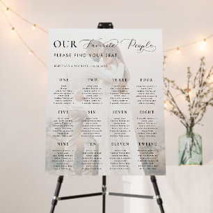 Light Faded Photo 12 Tables Wedding Seating Chart Foam Board