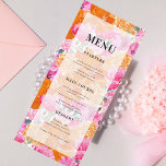 Light Faded Pink and Orange Bright Garden Wedding Menu<br><div class="desc">This elegant wedding menu featuring custom text,  fun and bright floral and light fade overlay would make a wonderful addition to your party! Easily change the text by clicking on the "personalize this template" option.</div>